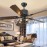 Wooden blade ceiling installation LED industrial fan light